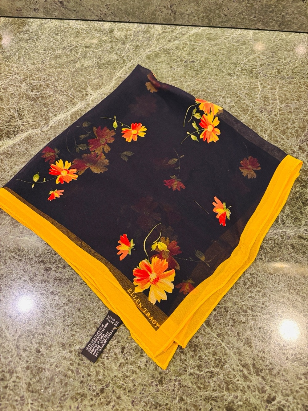 Ellen Tracy 100% silk sheer square scarf.